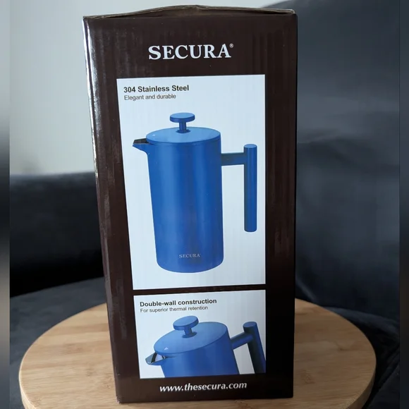 Secura French Press Stainless Steel Blue Coffee Maker - Picture 8 of 10